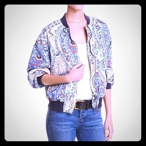 🆕 Free People Ivory Floral Paisley Bomber jacket